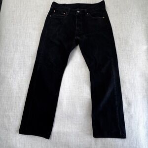 Levis 501 Original Fit Mens Black Denim Jeans 33x30 Button Fly